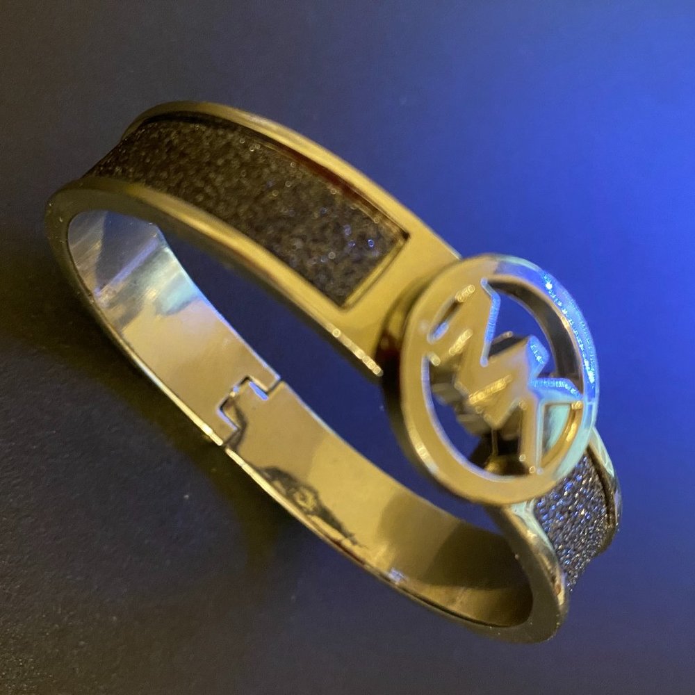 Michael Kors Beautiful Black Glitter Hinged  Bracelet